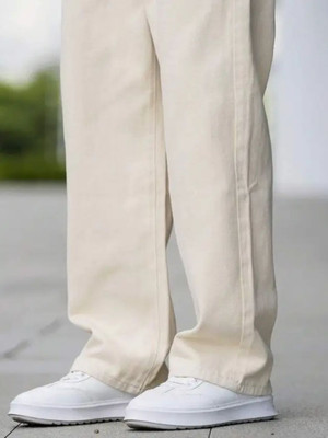 White leapard Loose Fit Men Beige Jeans