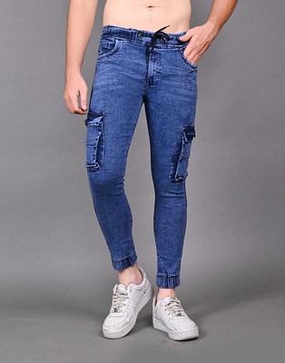 hyooo Jogger Fit Men Dark Blue Jeans