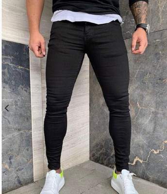 POKHINDA Skinny Men Black Jeans