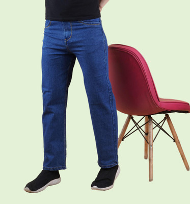 White leapard Loose Fit Men Dark Blue Jeans