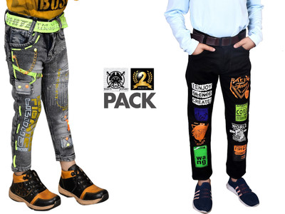 DAVYJHONESS Regular Baby Boys Multicolor Jeans(Pack of 2)