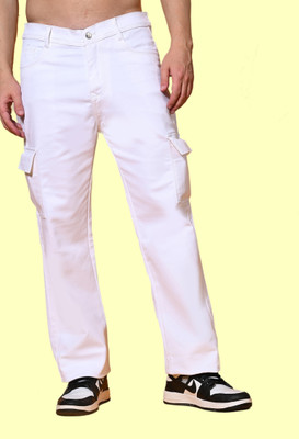 Flaring Relaxed Fit Men White Jeans