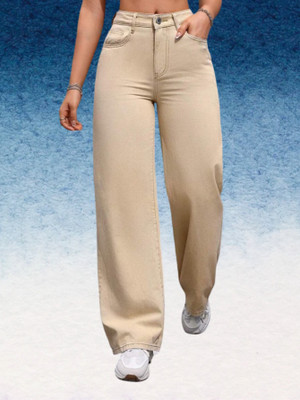 Mocktail Kocktail Loose Fit Women Beige Jeans
