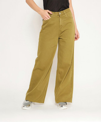 MADAME Flared Women Yellow Jeans