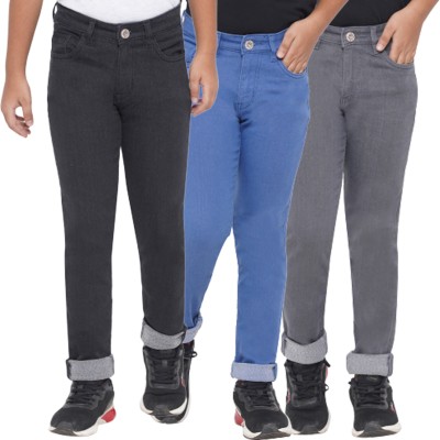 Dais Multicolor Strechable Jeans For Skinny Boys Black, Grey, Light Blue Jeans(Pack of 3)