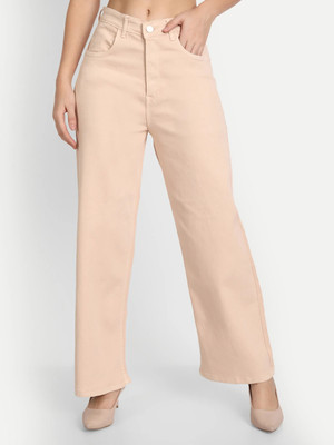 AngelFab Flared Women Beige Jeans