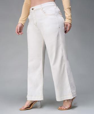 Miss Chase Flared Women White Jeans