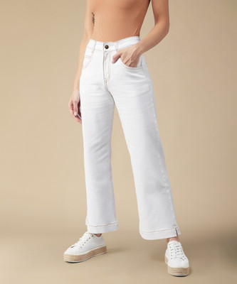 Miss Chase Flared Women White Jeans