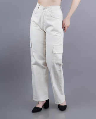 White leapard Regular Women Beige Jeans