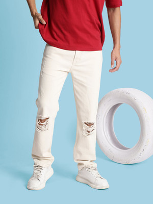 Bene Kleed Relaxed Fit Men White Jeans