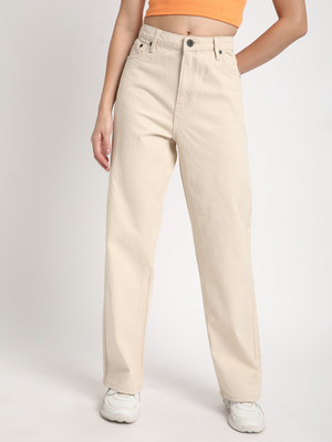 Roadster Straight Fit Women Beige Jeans