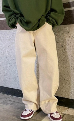 zaba Loose Fit Men Beige Jeans