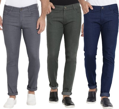 Dais Multicolor Strechable Jeans for Slim Men Dark Blue, Green, Grey Jeans(Pack of 3)