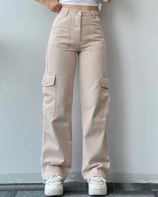 Zizvo Flared Women Beige Jeans