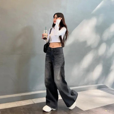 EUROPAA Relaxed Fit Women Black Jeans