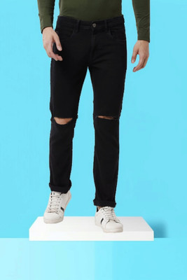 POKHINDA Skinny Men Black Jeans