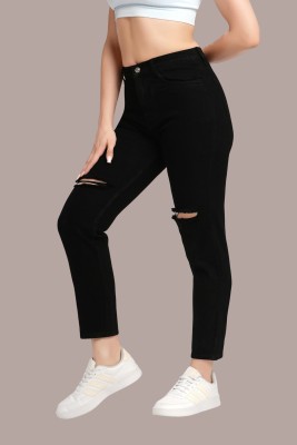 me queen Boyfriend Women Black Jeans