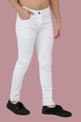 WHITE HAND Slim Men White Jeans