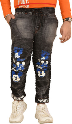 Hizume Jogger Fit Boys Black Jeans