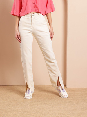 Mast & Harbour Straight Fit Women Beige Jeans