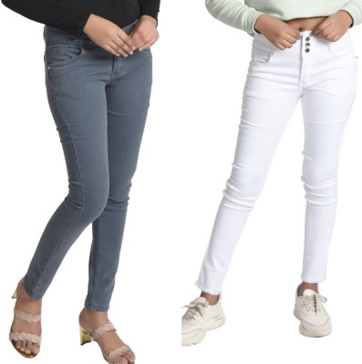 Addiction Regular Women Grey, White Jeans(Pack of 2)