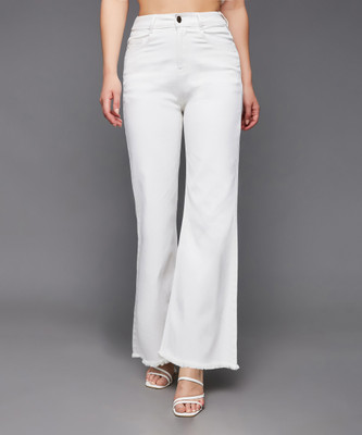 Miss Chase Boot-Leg Women White Jeans