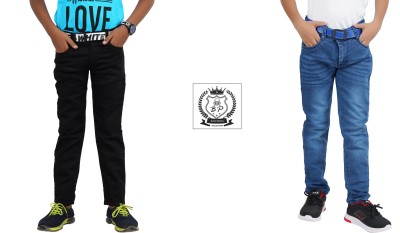 davyjhones Regular Boys Black, Light Blue Jeans(Pack of 2)