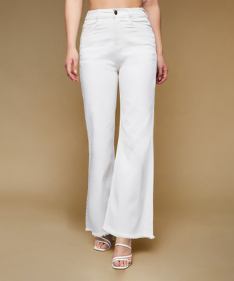 Miss Chase Boot-Leg Women White Jeans