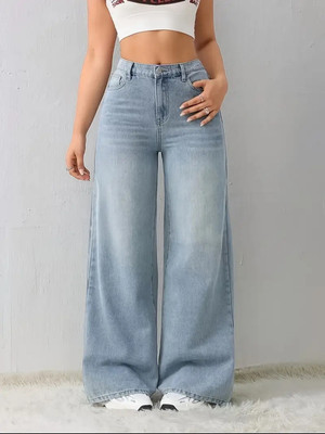 GLOBENAUT Loose Fit Women Light Blue Jeans