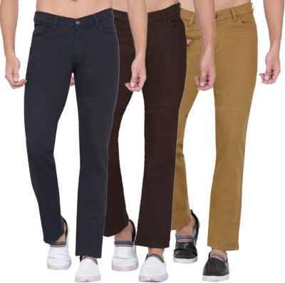 Dais Regular Men Black, Brown, Beige Jeans(Pack of 3)