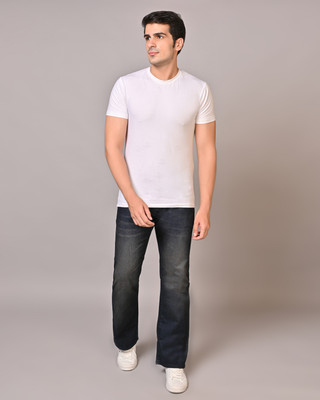 white apple jns Boot-Leg Men Dark Blue Jeans