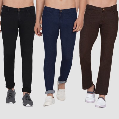 Dais Slim Men Black, Dark Blue, Brown Jeans(Pack of 3)