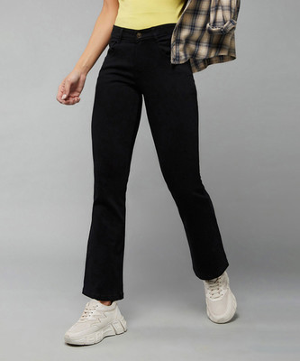 DOLCE CRUDO Boot-Leg Women Black Jeans