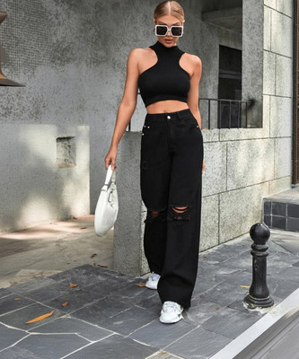 MITRACREATION Loose Fit Women Black Jeans