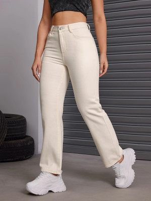 GLOBENAUT Straight Fit Women Beige Jeans