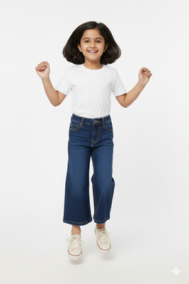 KIDIWISE Regular Girls Blue Jeans