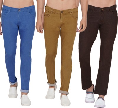 Dais Skinny Men Light Blue, Brown, Brown Jeans(Pack of 3)