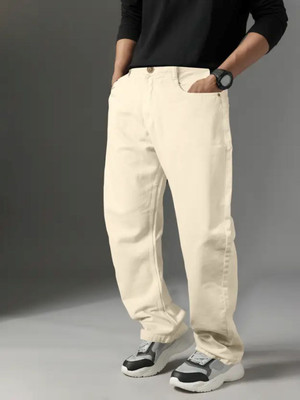 White leapard Relaxed Fit Men Beige Jeans