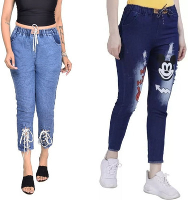Neha fab Jogger Fit Girls Dark Blue Jeans(Pack of 2)