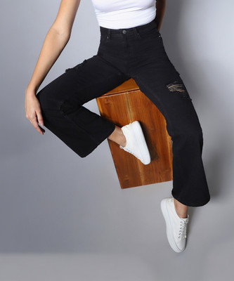 High Star Flared Women Black Jeans