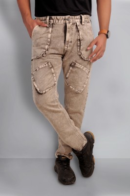 DARJI Relaxed Fit Men Beige Jeans