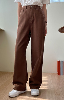 N J Flared Women Brown Jeans