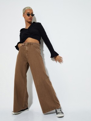 MAX ALAYA F x URB_N Regular Women Brown Jeans