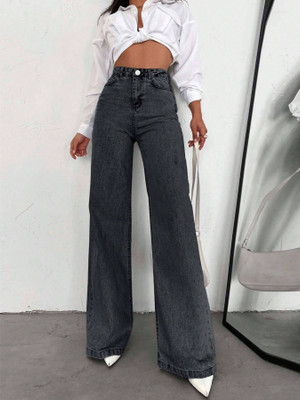 PINKLIT Loose Fit Women Dark Grey Jeans