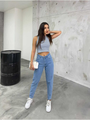 woomny Loose Fit Women Light Blue Jeans