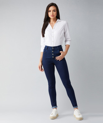 DOLCE CRUDO Skinny Men & Women Dark Blue Jeans