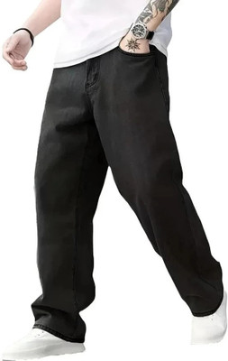 AzureAttire Loose Fit Men Black Jeans