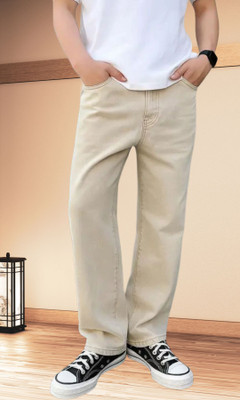 White leapard Regular Men Beige Jeans