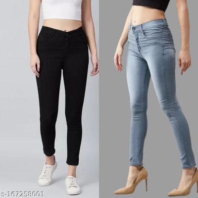 ATLY Skinny Women Black Jeans(Pack of 2)
