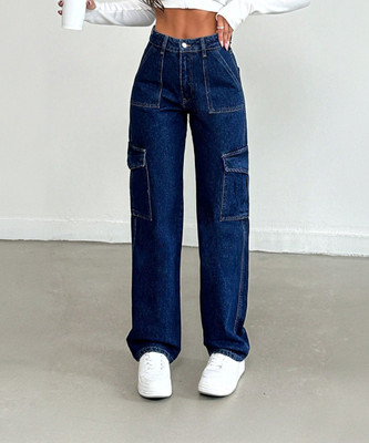 WHISQ Loose Fit Women Dark Blue Jeans